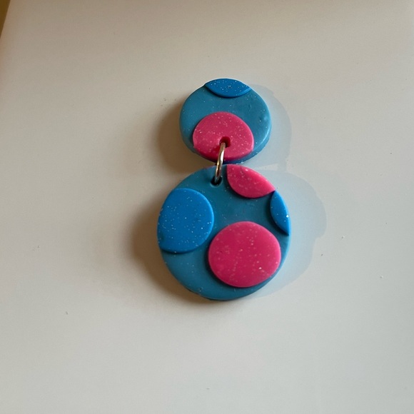 Geometric Shape Colorful Pattern Clay Earrings - Picture 8 of 10